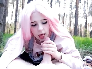 Cutie took me to the forest and gave me a hot blowjob